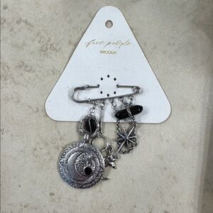 Free People Carry On Dangle Safety Pin Brooch Silver